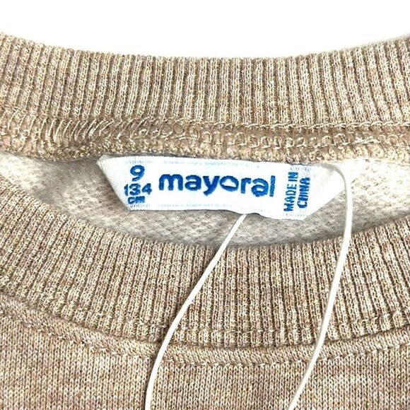 NWT Girls Mayoral Lets Enjoy Sweatshirt Beige Sequins Embroidery sz 9 (134 cm) - Picture 12 of 15